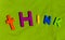 The word Think written by colorful toy letters