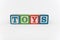 The Word Toys in Wooden Childrens Blocks