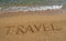 Word travel on the beach.