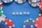 Word `trick` with poker chips