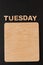 Word Tuesday with blank wooden board
