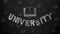 Word university painted with white chalk.