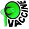 Word VACCINE, megaphone white background isolated, Coronavirus immunization, covid 19 treatment, vaccination symbol