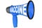 Word VACCINE, megaphone white background isolated, Coronavirus immunization, covid 19 treatment, vaccination symbol