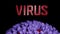 Word virus and body of virus arrive, rotate, move on transparent, 4k alpha