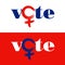 The word vote is combined with female symbol to encourage women to vote