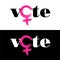 The word vote is combined with female symbol to encourage women to vote