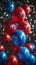 The word VOTE depicted in red and blue balloons, symbolizing American patriotism and the civic duty of voting in a democratic