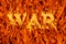 Word war engulfed in flames on infernal background