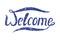 The word Welcome for your design. Vector banner with blue text.