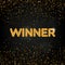 The word Winner with golden round confetti