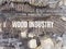 Word Wood Industry.Sawmill. View from above. Industrial background.