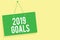 Word writing text 2019 Goals. Business concept for A plan to do for something new and better for the coming year Green board wall