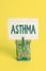 Word writing text Asthma. Business concept for Respiratory condition marked by spasms in the bronchi of the lungs Trash bin