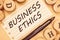 Word writing text Business Ethics. Business concept for Moral principles that guide the way a business behaves