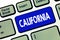 Word writing text California. Business concept for State on west coast United States of America Beaches Hollywood