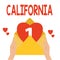 Word writing text California. Business concept for State on west coast United States of America Beaches Hollywood