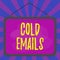 Word writing text Cold Emails. Business concept for unsolicited email sent to a receiver without prior contact Asymmetrical uneven