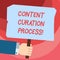 Word writing text Content Curation Process. Business concept for Gathering information relevant to particular topic Hu analysis