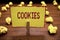 Word writing text Cookies. Business concept for Sweet biscuit Dessert Delicious food Snack Small raised cake Clothespin