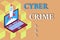 Word writing text Cyber Crime. Business concept for kind of criminal activities carried out by means of Internet Rocket