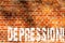 Word writing text Depression. Business concept for Work stress with sleepless nights having anxiety disorder Brick Wall art like