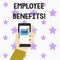 Word writing text Employee Benefits. Business concept for list of advantage recruiter get at work Insurance.