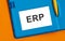 Word writing text ERP. Business concept for Enterprise resource planning with automate back office functions written on Notepad