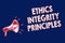 Word writing text Ethics Integrity Principles. Business concept for quality of being honest and having strong moral Megaphone loud
