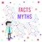 Word writing text Facts Myths. Business concept for work based on imagination rather than on real life difference Young