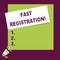 Word writing text Fast Registration. Business concept for Quick method of entering certain information in a register