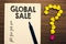 Word writing text Global Sale. Business concept for managers operations for companies do business internationally Notebook marker