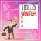 Word writing text Hello Winter. Business concept for coldest season of the year in polar and temperate zones Successful