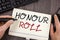 Word writing text Honour Roll. Business concept for List of students who have earned grades above a specific average