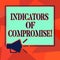 Word writing text Indicators Of Compromise. Business concept for artifact observed on a network Forensic data Megaphone Sound icon