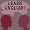 Word writing text Learn English. Business concept for gain acquire knowledge in new language by study Silhouette