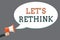 Word writing text Let s is Rethink. Business concept for an Afterthought To Remember Reconsider Reevaluate Man holding megaphone l