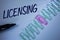 Word writing text Licensing. Business concept for Grant a license Legally permit the use of something Allow activity written on Pl