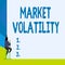 Word writing text Market Volatility. Business concept for Underlying securities prices fluctuates Stability status Back