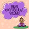 Word writing text Mean Corpuscular Volume. Business concept for average volume of a red blood corpuscle measurement Baby