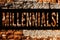 Word writing text Millennials. Business concept for Generation Y Born from 1980s to 2000s Brick Wall art like Graffiti