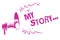 Word writing text My Story.... Business concept for telling someone or readers about how you lived your life Purple megaphone loud