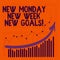 Word writing text New Monday New Week New Goals. Business concept for next week resolutions To do list Goals Targets.