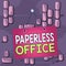 Word writing text Paperless Office. Business concept for work environment in which the use of paper is eliminated Colored memo