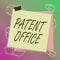 Word writing text Patent Office. Business concept for a government office that makes decisions about giving patents Paper stuck