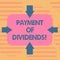 Word writing text Payment Of Dividends. Business concept for Distribution of profits by the company to shareholders