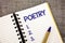 Word writing text Poetry. Business concept for Literary work Expression of feelings ideas with rhythm Poems writing Ball point pen