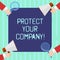 Word writing text Protect Your Company. Business concept for maintaining a positive reputation of the company Hu