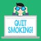 Word writing text Quit Smoking. Business concept for process of discontinuing tobacco and any other smokers Man Holding