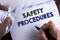 Word writing text Safety Procedures. Business concept for Follow rules and regulations for workplace security written by Man on Te